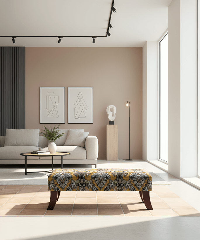 PREMIUM MUSTARD FOLD FLORAL FOOTSTOOL POUFFE FOOTREST TABLE - ISTOOLS