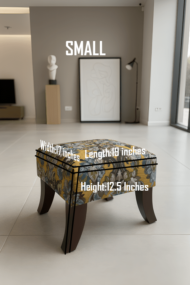 PREMIUM MUSTARD FOLD FLORAL FOOTSTOOL POUFFE FOOTREST TABLE - ISTOOLS