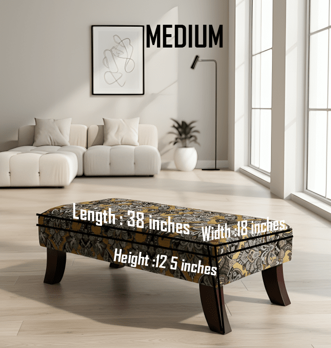 PREMIUM MUSTARD FOLD FLORAL FOOTSTOOL POUFFE FOOTREST TABLE - ISTOOLS