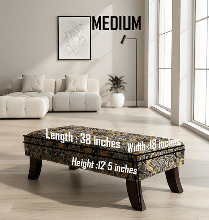 PREMIUM MUSTARD FOLD FLORAL FOOTSTOOL POUFFE FOOTREST TABLE - ISTOOLS