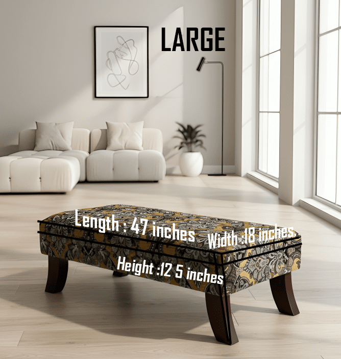 PREMIUM MUSTARD FOLD FLORAL FOOTSTOOL POUFFE FOOTREST TABLE - ISTOOLS