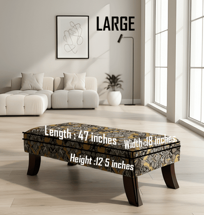 PREMIUM MUSTARD FOLD FLORAL FOOTSTOOL POUFFE FOOTREST TABLE - ISTOOLS