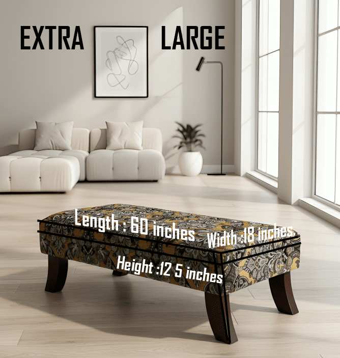 PREMIUM MUSTARD FOLD FLORAL FOOTSTOOL POUFFE FOOTREST TABLE - ISTOOLS