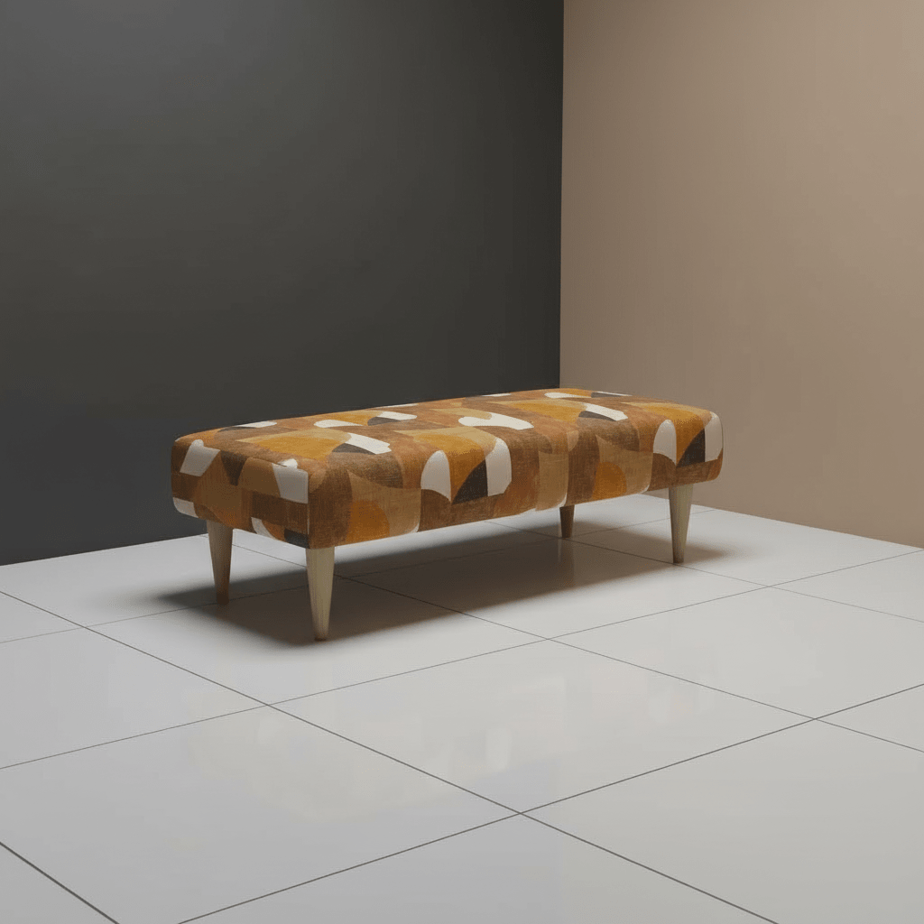 Premium Non - Storage Ottoman Bench – Solid Wood, Artistic Designer Fabric - ISTOOLS
