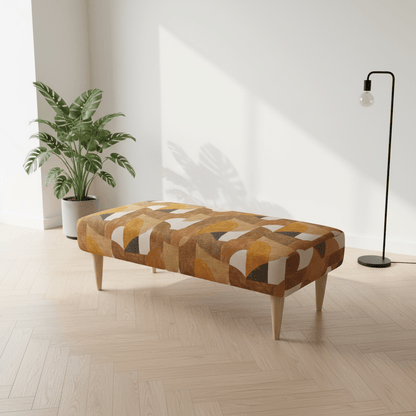 Premium Non - Storage Ottoman Bench – Solid Wood, Artistic Designer Fabric - ISTOOLS