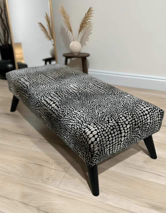 Fabric leopard pattern footstool pouffe coffee table with hidden storage - ISTOOLS