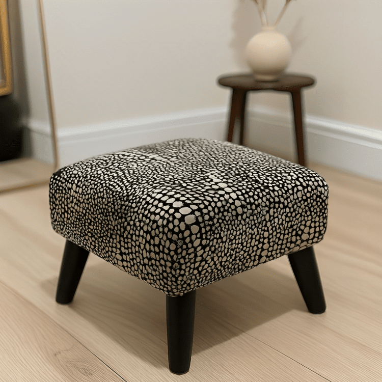 Premium nubani leopard pattern fabric footstool pouffe coffee table - ISTOOLS
