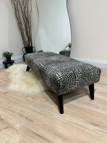 Premium nubani leopard pattern fabric footstool pouffe coffee table - ISTOOLS