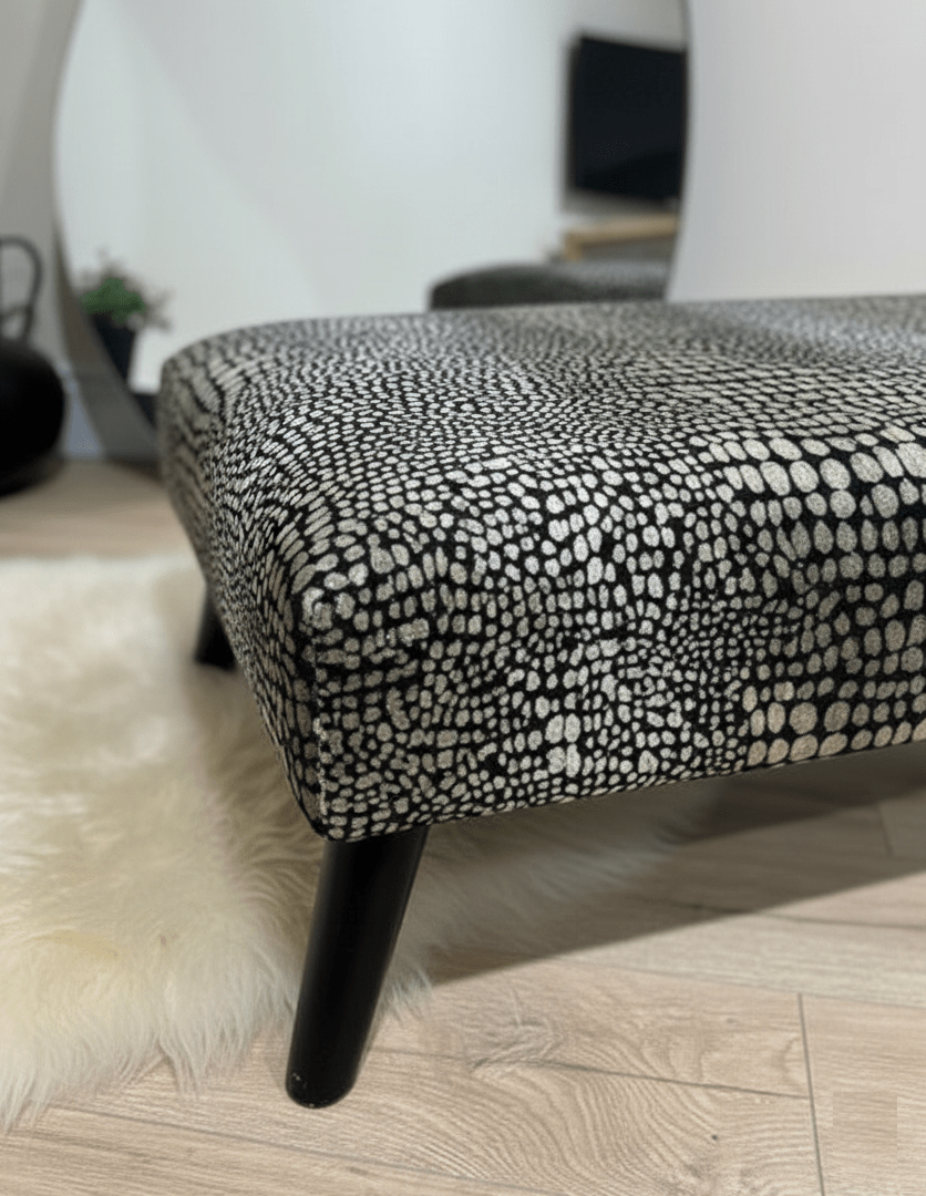 Premium nubani leopard pattern fabric footstool pouffe coffee table - ISTOOLS