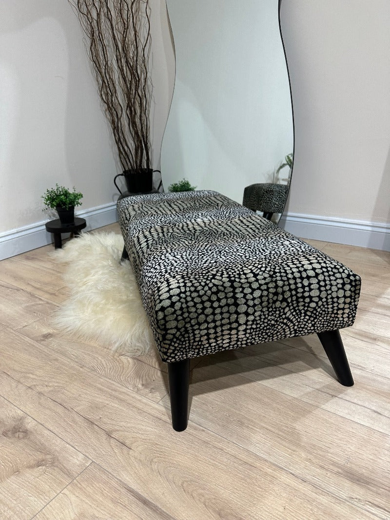 Premium nubani leopard pattern fabric footstool pouffe coffee table - ISTOOLS