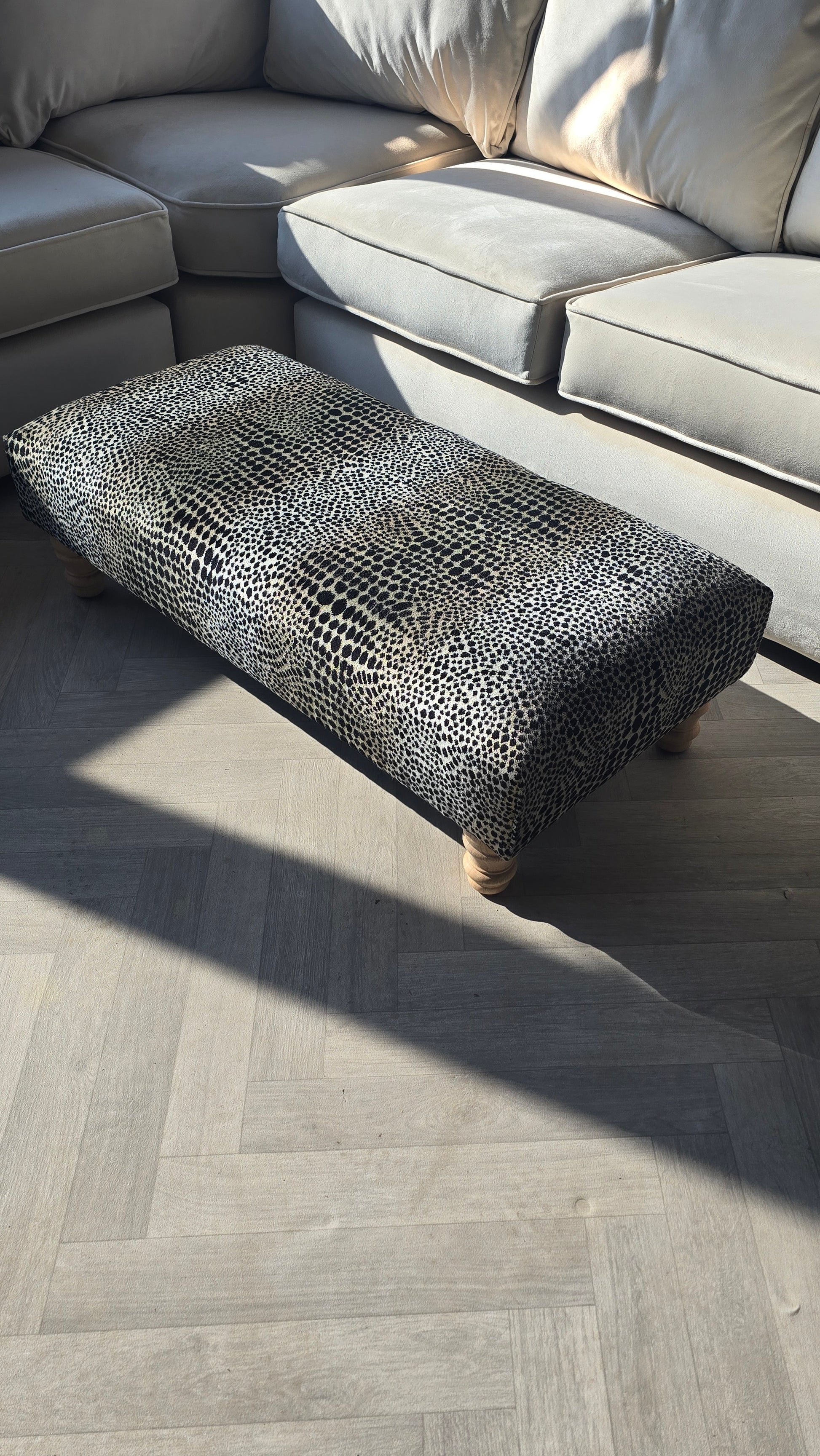 Premium nubani leopard pattern fabric footstool pouffe coffee table - ISTOOLS