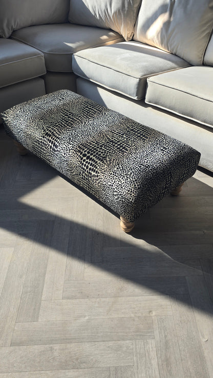 Premium nubani leopard pattern fabric footstool pouffe coffee table - ISTOOLS