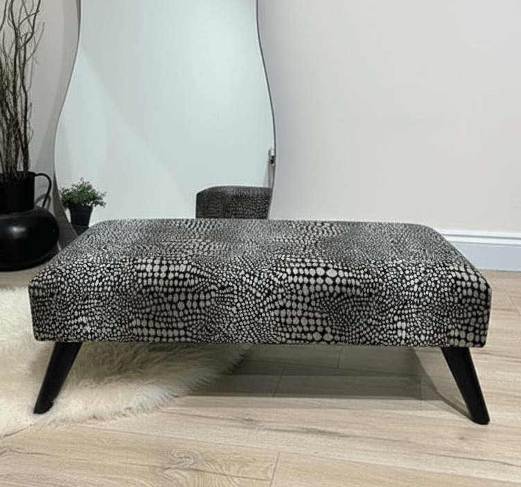 Premium nubani leopard pattern fabric footstool pouffe coffee table - ISTOOLS