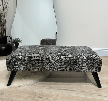 Premium nubani leopard pattern fabric footstool pouffe coffee table - ISTOOLS