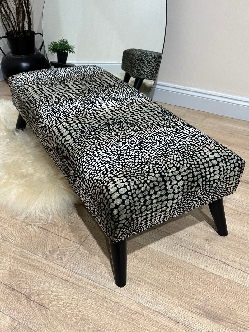Premium nubani leopard pattern fabric footstool pouffe coffee table - ISTOOLS