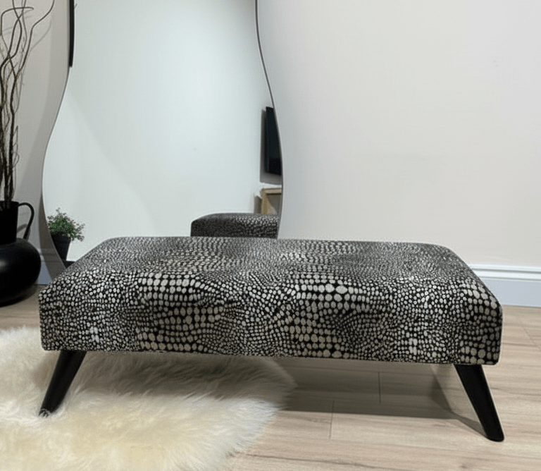 Premium nubani leopard pattern fabric footstool pouffe coffee table - ISTOOLS