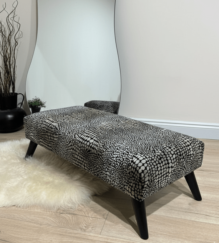 Premium nubani leopard pattern fabric footstool pouffe coffee table - ISTOOLS