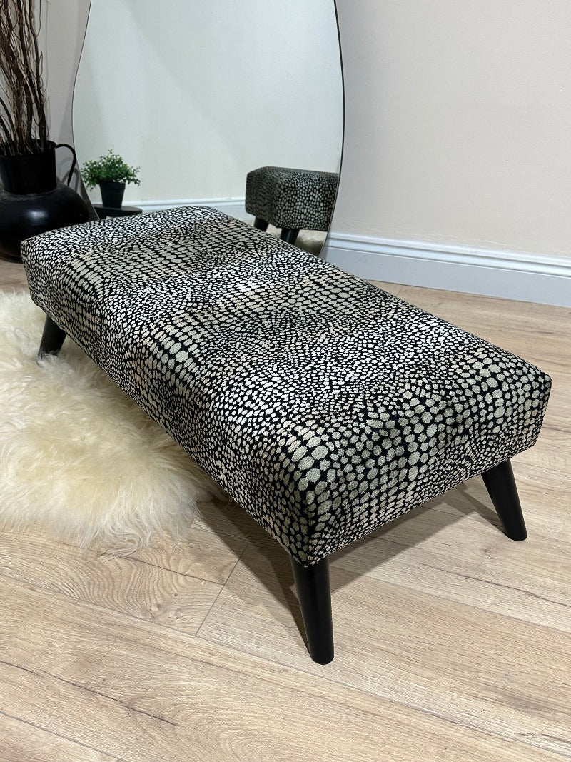 Premium nubani leopard pattern fabric footstool pouffe coffee table - ISTOOLS