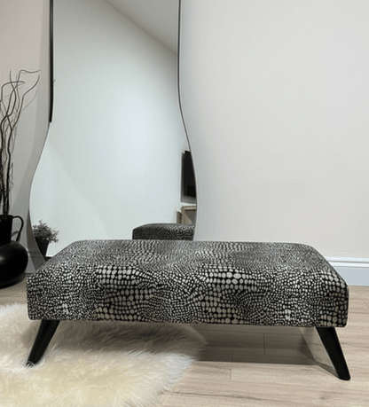 Premium nubani leopard pattern fabric footstool pouffe coffee table - ISTOOLS