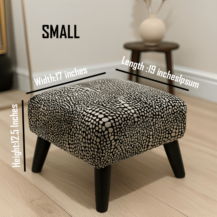 Premium nubani leopard pattern fabric footstool pouffe coffee table - ISTOOLS