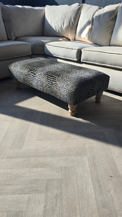 Premium nubani leopard pattern fabric footstool pouffe coffee table - ISTOOLS