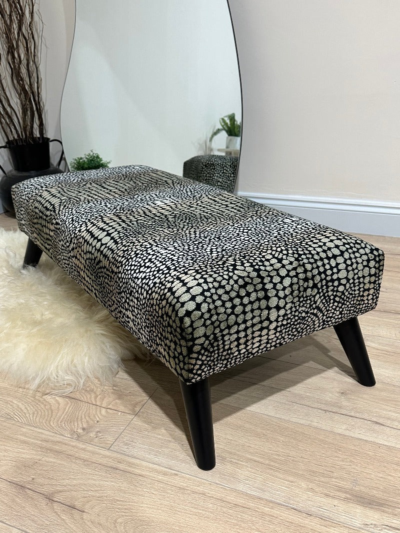 Premium nubani leopard pattern fabric footstool pouffe coffee table - ISTOOLS
