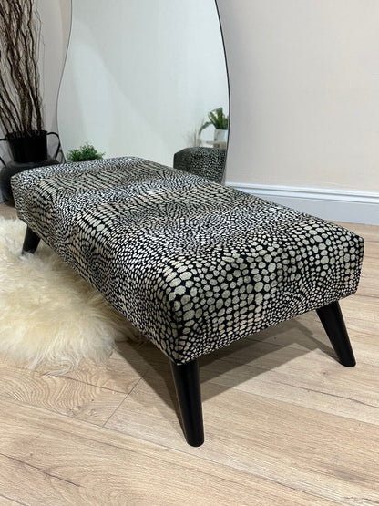 Premium nubani leopard pattern fabric footstool pouffe coffee table - ISTOOLS