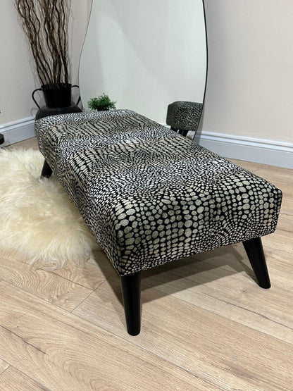 Premium nubani leopard pattern fabric footstool pouffe coffee table - ISTOOLS
