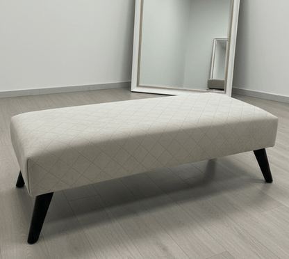 Premium off white creamy stitched design plain lid footstool bench or coffee table - ISTOOLS