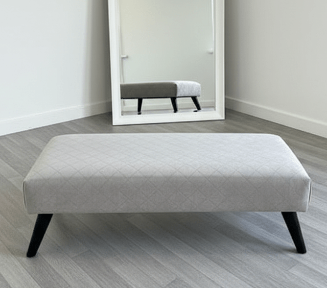 Premium off white creamy stitched design plain lid footstool bench or coffee table - ISTOOLS