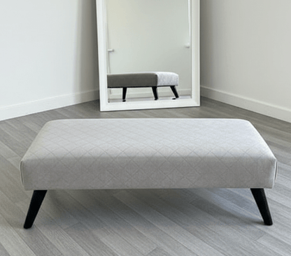 Premium off white creamy stitched design plain lid footstool bench or coffee table - ISTOOLS