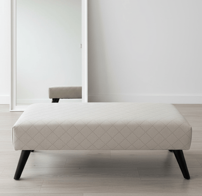 Premium off white creamy stitched design plain lid footstool bench or coffee table - ISTOOLS