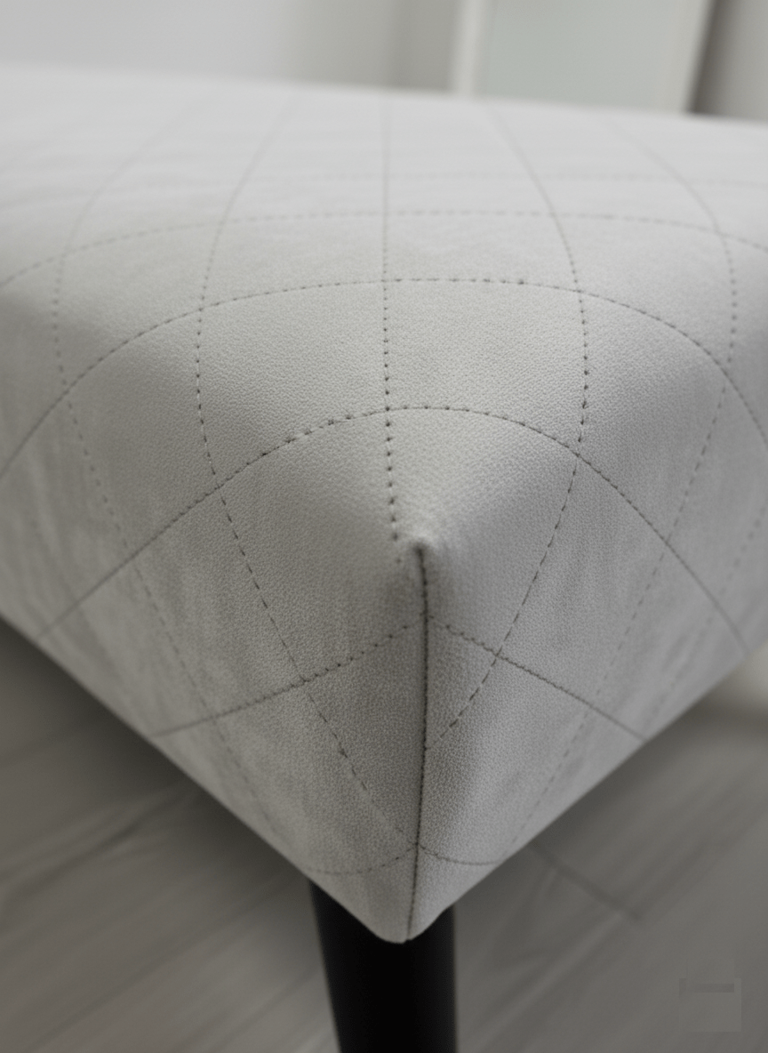 Premium off white creamy stitched design plain lid footstool bench or coffee table - ISTOOLS