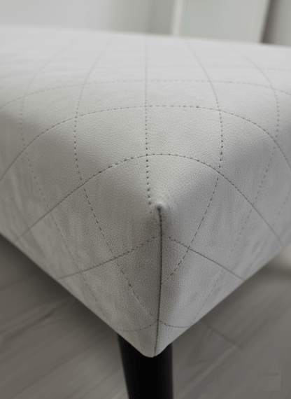 Premium off white creamy stitched design plain lid footstool bench or coffee table - ISTOOLS