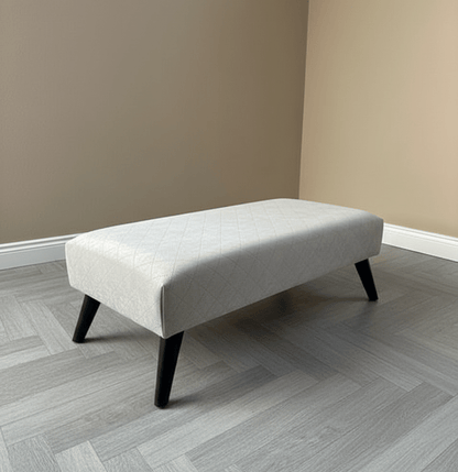 Premium off white creamy stitched design plain lid footstool bench or coffee table - ISTOOLS