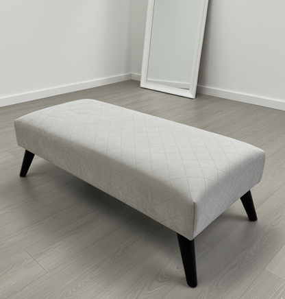 Hidden storage inside off-white footstool bench with lid  - ISTOOLS