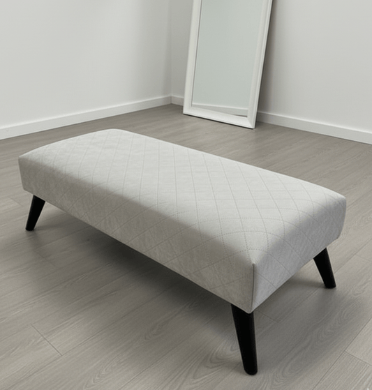 Hidden storage inside off-white footstool bench with lid  - ISTOOLS