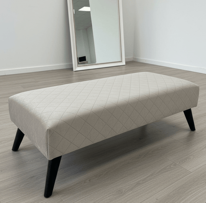 Premium off white creamy stitched design plain lid footstool bench or coffee table - ISTOOLS