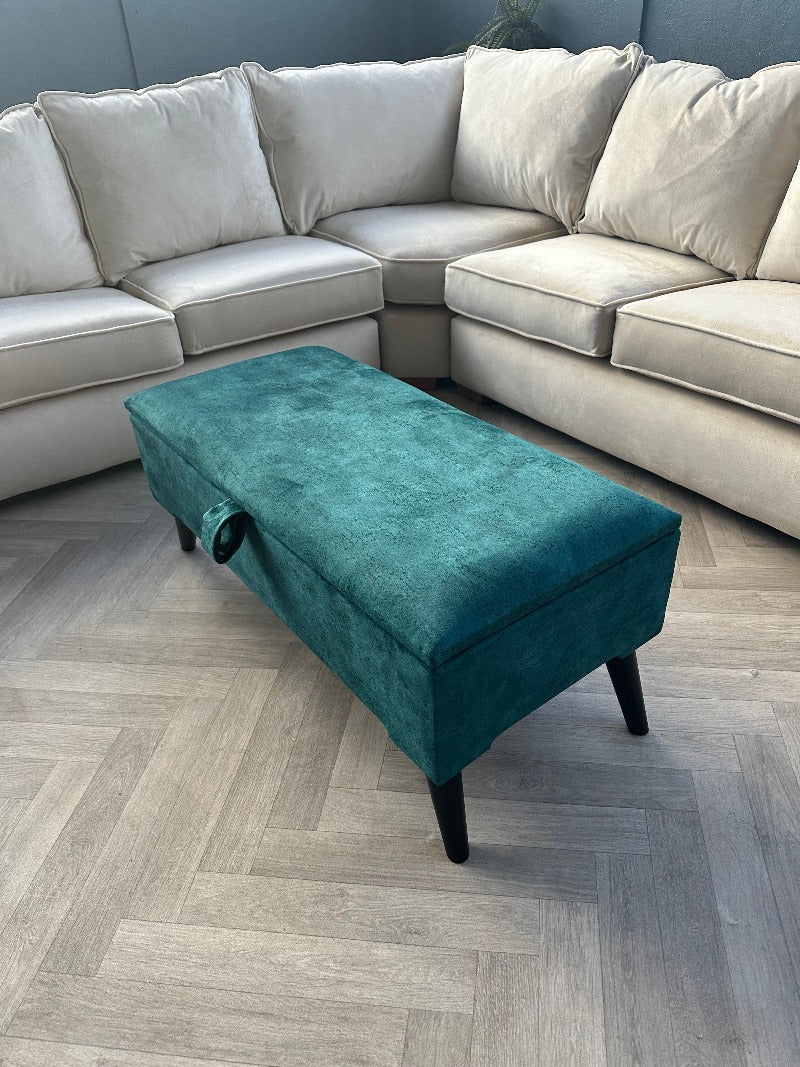 PREMIUM OPAL GREEN OTTOMAN | STORAGE BOX | BENCH | PLAIN LID OTTOMAN COFFEE TABLE - ISTOOLS