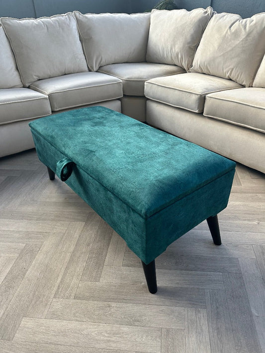 PREMIUM OPAL GREEN OTTOMAN | STORAGE BOX | BENCH | PLAIN LID OTTOMAN COFFEE TABLE - ISTOOLS