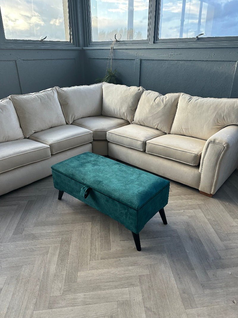 PREMIUM OPAL GREEN OTTOMAN | STORAGE BOX | BENCH | PLAIN LID OTTOMAN COFFEE TABLE - ISTOOLS