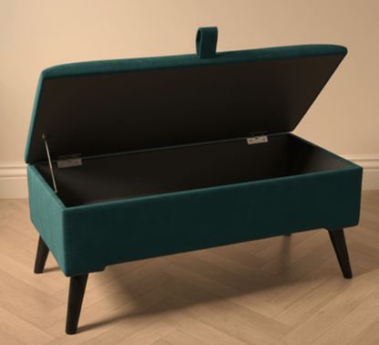 Stylish opal green ottoman for bedroom or hallway organisation - ISTOOLS