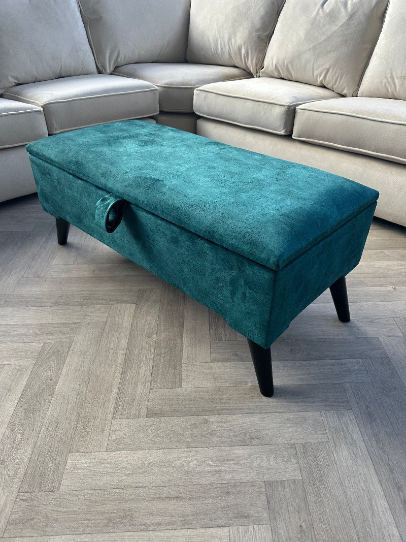 PREMIUM OPAL GREEN OTTOMAN | STORAGE BOX | BENCH | PLAIN LID OTTOMAN COFFEE TABLE - ISTOOLS