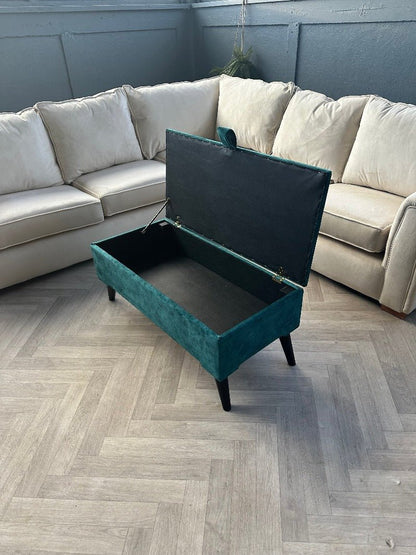 PREMIUM OPAL GREEN OTTOMAN | STORAGE BOX | BENCH | PLAIN LID OTTOMAN COFFEE TABLE - ISTOOLS