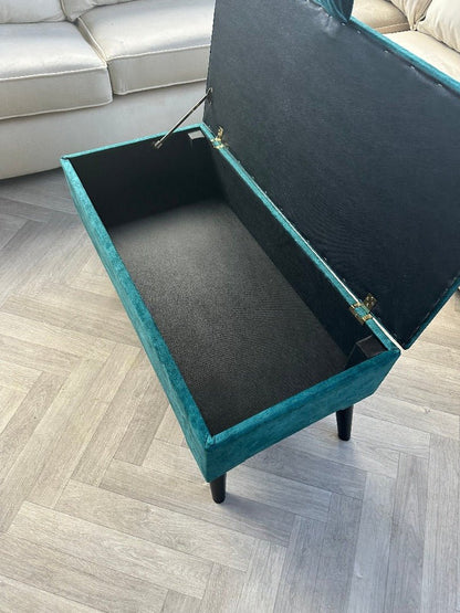 PREMIUM OPAL GREEN OTTOMAN | STORAGE BOX | BENCH | PLAIN LID OTTOMAN COFFEE TABLE - ISTOOLS