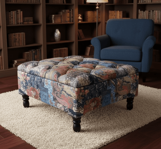 PREMIUM Ottoman storage square Demask multicolour - ISTOOLS