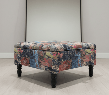PREMIUM Ottoman storage square Demask multicolour - ISTOOLS
