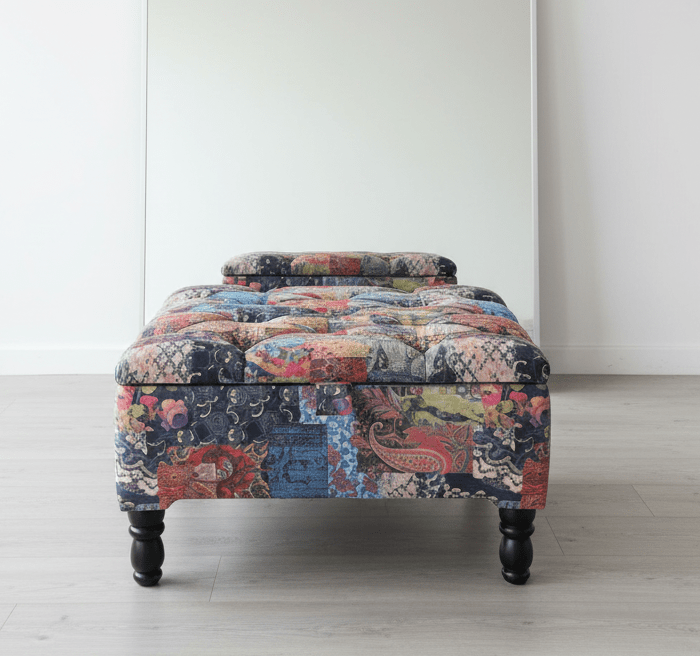 PREMIUM Ottoman storage square Demask multicolour - ISTOOLS