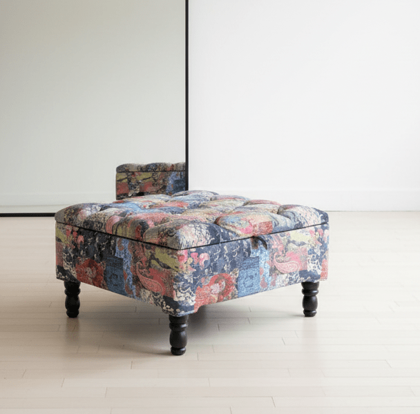 PREMIUM Ottoman storage square Demask multicolour - ISTOOLS