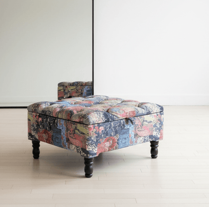 PREMIUM Ottoman storage square Demask multicolour - ISTOOLS